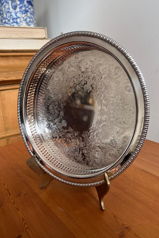 Rogers Silver Plate Round Gallery Tray | 9.5”