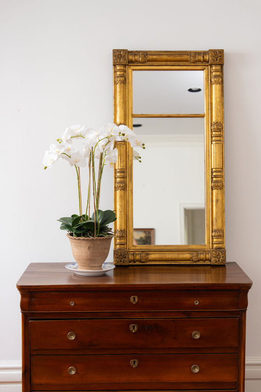 Antique Federal Carved Giltwood Two Panel Mirror