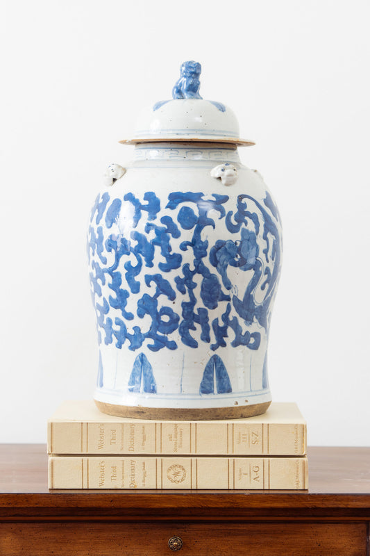 Blue + White Abstract Ginger Jar