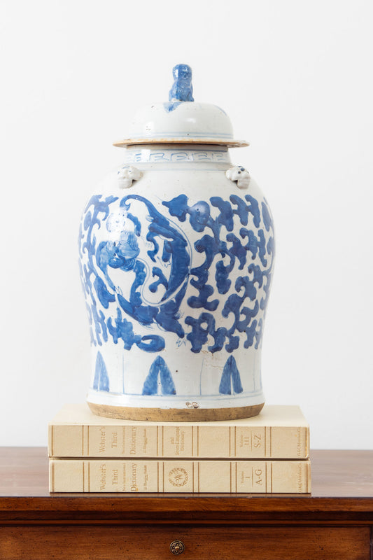 Blue + White Abstract Ginger Jar