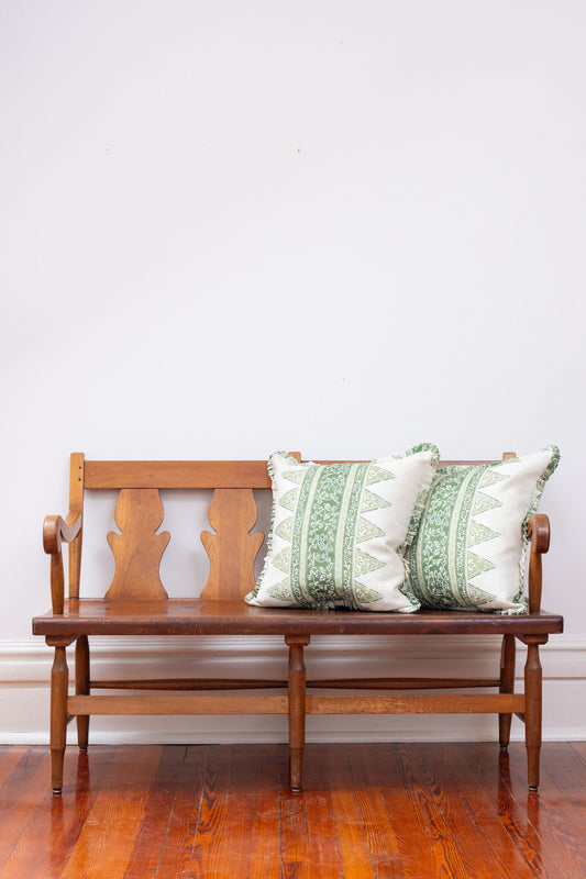 Pine + Cherry Bench or Settee with Carved Back | by Stickley c. 1920