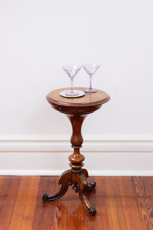 Antique English Victorian Inlay Sewing Table