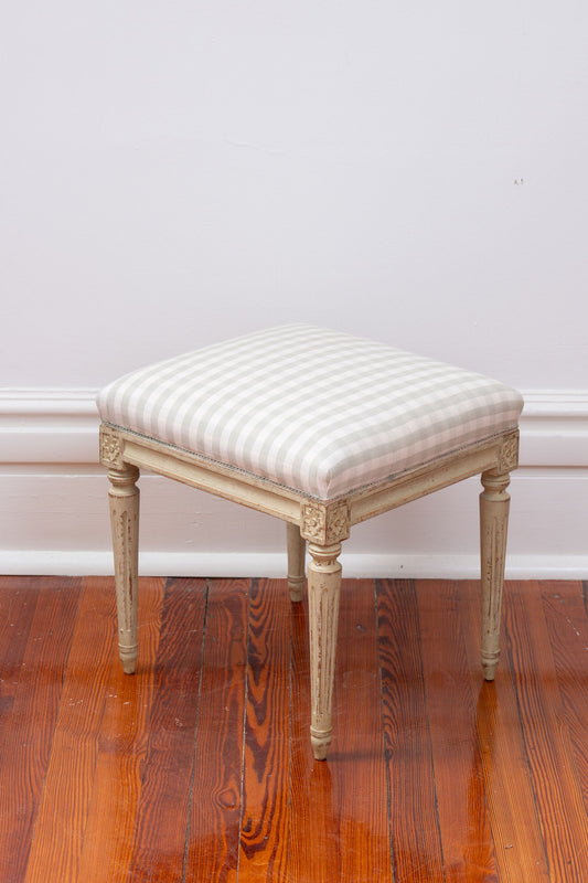 Designer Stool with Check Fabric | by Chelsea Textiles