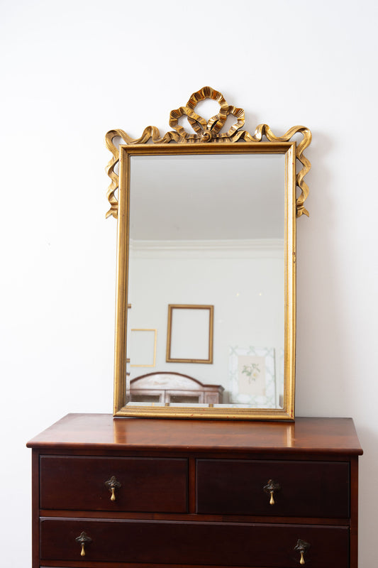 Carolina Mirror Co Large Gold Bow Mirror