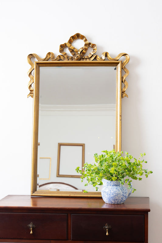 Carolina Mirror Co Large Gold Bow Mirror