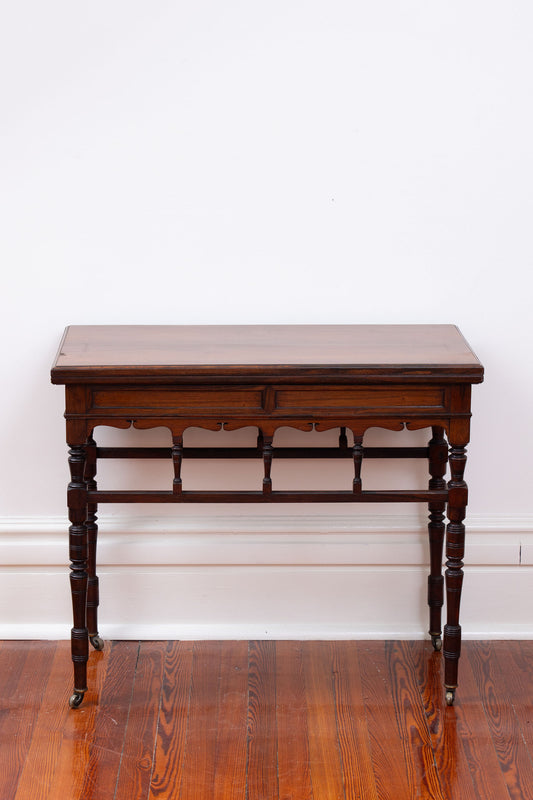 Antique English Card Table on Casters