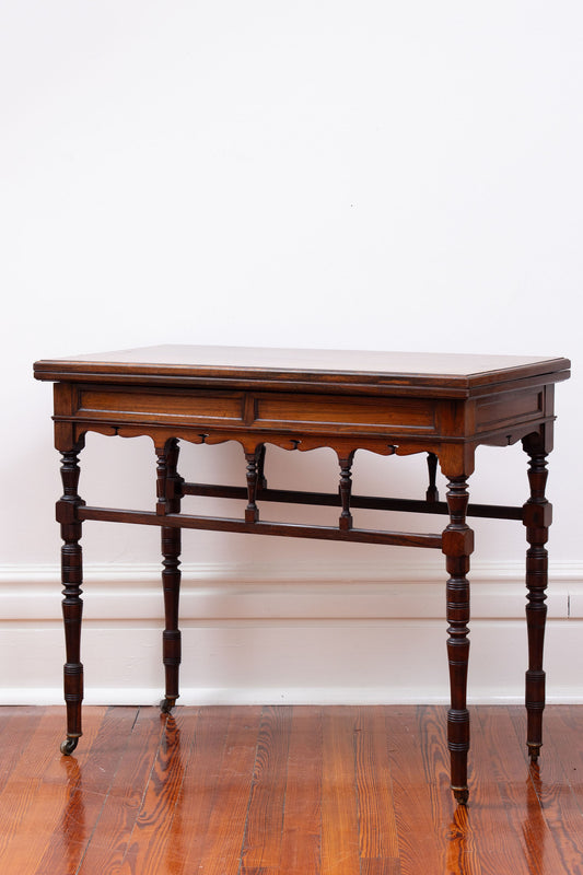 Antique English Card Table on Casters