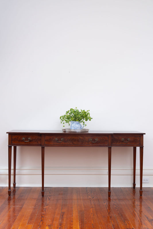 Mahogany 3 Drawer Console/Sideboard with Spade Feet